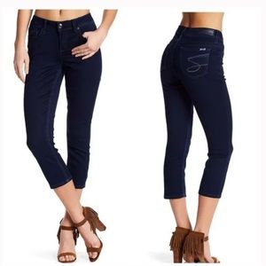 SEVEN7 Capri Length Skinny Denim Jeans ~ Size 6 ~ Dark Wash Indigo Blue Cropped